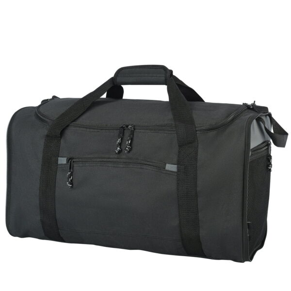 Collapsible Polyester Travel Duffel Bag, Black