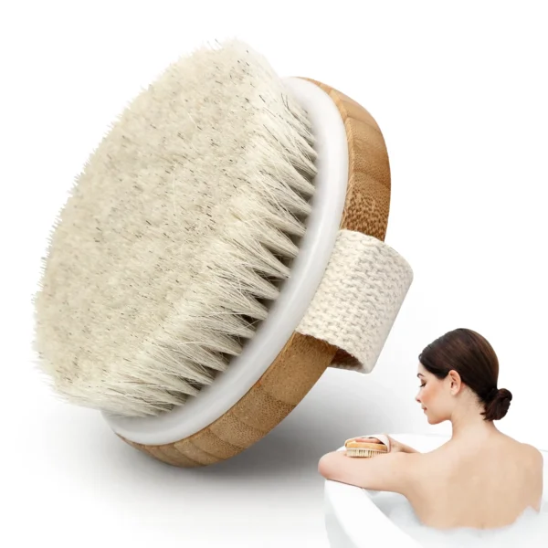 Dry Body Brush 100% Natural Bristles Improves Skin's Health and Beauty Remove Dead Skin