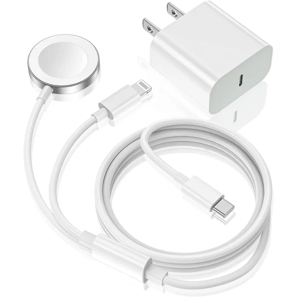 Apple Watch Charger, 15W USB C Fast iPhone Charger Block with 6FT Magnetic Charging Cable&Lightning