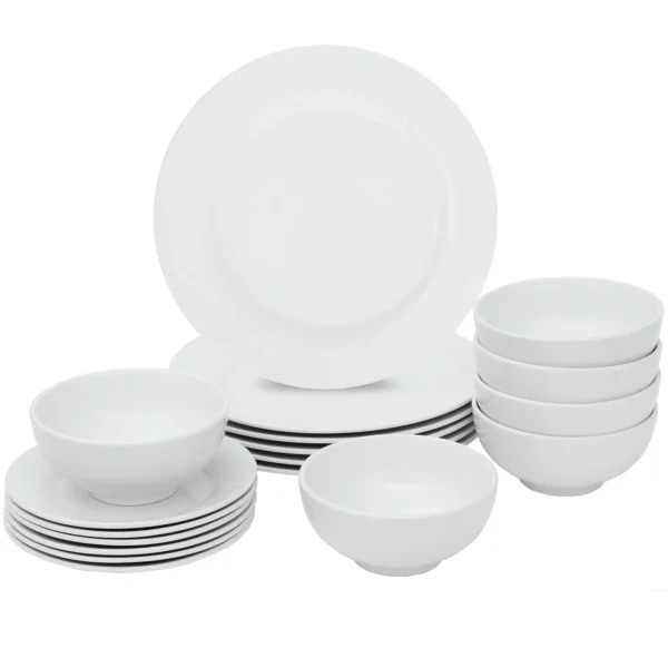 Dinner Plates & Bowls Set Home Kitchen Dinnerware Service for 6 Person - White