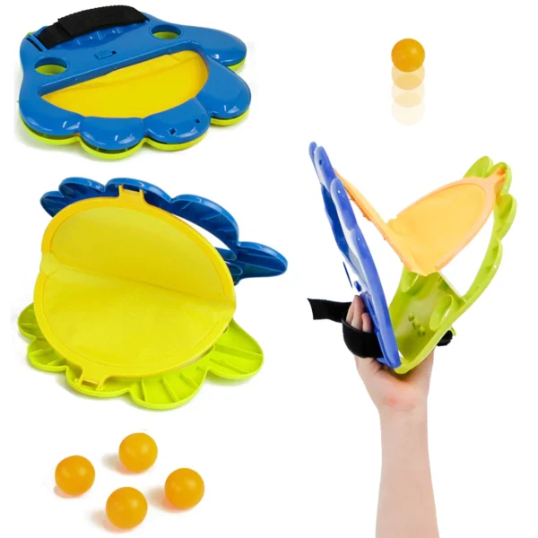 Pop and Catch Indoor, Outdoor, Backyard Games for Kids & Family - 2 Paddles, 4 Balls