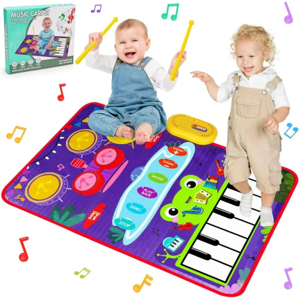 Tiazhan 2 in 1 Musical Toys Toddler Piano,Learning Floor Blanket Birthday Gifts for 1 2 3 4 Year Boys Girls