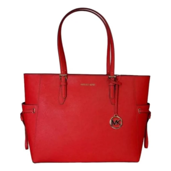 Michael Kors Gilly Drawstring Large Top Zip Tote Bright Red Saffiano Leather